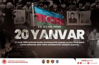Türkiyə MN 20 Yanvarla bağlı paylaşım edib: Azərbaycanın yanında olacağıq