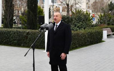 Prezident: “Bu abidə Azərbaycan xalqının Tofiq Quliyevin xatirəsinə olan hörmətinin əlamətidir”
