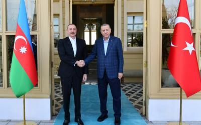 İstanbulda İlham Əliyevlə Rəcəb Tayyib Ərdoğanın görüşü olub - YENİLƏNİB-1