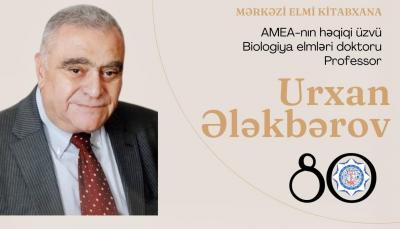 Professor Urxan Ələkbərovun 80 illik yuileyi münasibətilə kitab sərgisi təşkil olunub
