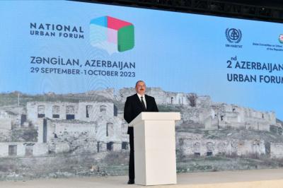 İlham Əliyev: "Bu gün Şərqi Zəngəzur sıfırdan yenidən inşa edilir"