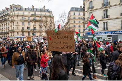 Parisdə Fələstin xalqı ilə həmrəylik nümayişi keçirilib