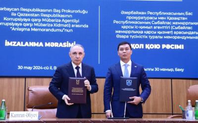 Baş Prokurorluq ilə Qazaxıstanın Korrupsiyaya qarşı Mübarizə Agentliyi arasında Anlaşma Memorandumu imzalanıb