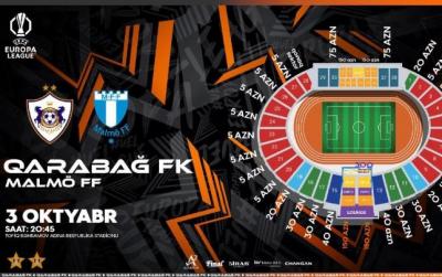 "Qarabağ" - "Malmö" oyununun biletləri satışa çıxarılır