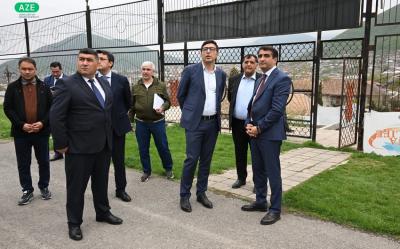 Nazir III MDB Oyunları ilə bağlı Yevlax Olimpiya İdman Kompleksinə baxış keçirib