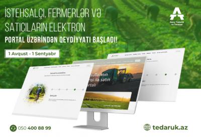 İstehsalçılar, fermerlər və satıcıların elektron portala qeydiyyatı başlayıb