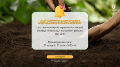 Zabuxda torpaqların əkin üçün istifadəyə verilməsi ilə bağlı müraciətlərin qəbulu başlayır