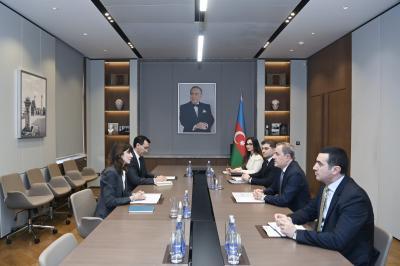 Ceyhun Bayramov diplomatik fəaliyyətinin başa çatması ilə əlaqədar Vladanka Andreyeva ilə görüşüb