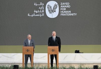 "Əbu-Dabidəki bu mükafatlandırma mərasimi simvolikdir" - Prezident İlham Əliyev
