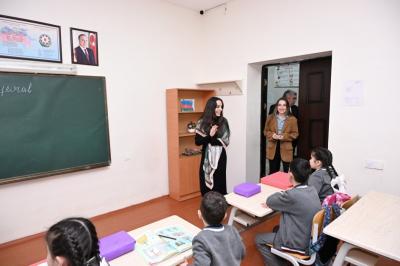 Leyla Əliyeva və Alena Əliyeva Quba şəhərində internat tipli ümumtəhsil məktəbini və STEAM mərkəzini ziyarət ediblər