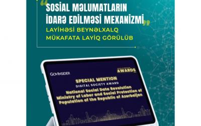 “Sosial məlumatların idarə edilməsi mexanizmi” layihəsi beynəlxalq mükafata layiq görülüb