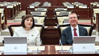 Latviya Prezidenti Sahibə Qafarova ilə görüşüb