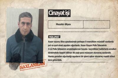 Binədə 9 mənzildən oğurluq edən şəxs həbs edilib  VİDEO