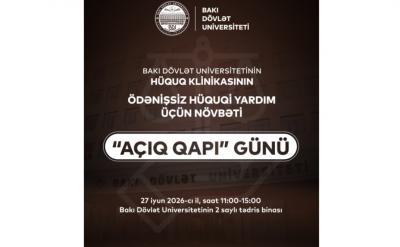 BDU-da növbəti “Açıq qapı” günü: vətəndaşlara pulsuz hüquqi məsləhət veriləcək