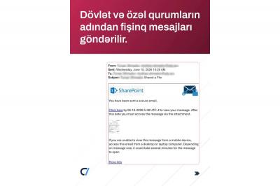Dövlət və özəl qurumların adından fişinq mesajları göndərilir -  Milli Kibertəhlükəsizlik Agentliyi