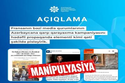MEDİA: Fransanın bəzi media qurumlarının Azərbaycana qarşı qarayaxma kampaniyasını qəti pisləyirik