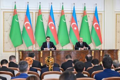 Azərbaycan və Türkmənistan prezidentləri mətbuata bəyanatlarla çıxış ediblər -  YENİLƏNİB