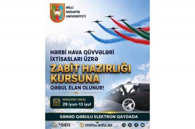 Milli Müdafiə Universiteti HHQ ixtisasları üzrə “Zabit hazırlığı kursu”na qəbul elan edib