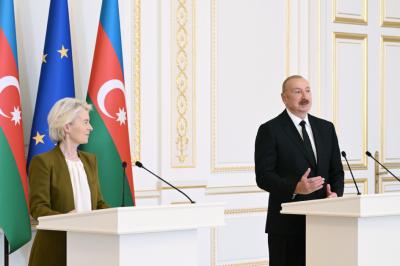 Prezident İlham Əliyev və Ursula fon der Lyayen mətbuata birgə bəyanatlarla çıxış ediblər -  YENİLƏNİB