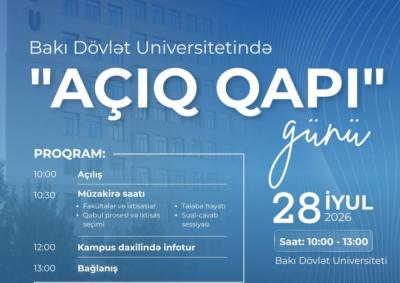 BDU-da abituriyentlər üçün “Açıq qapı” günü elan edilir